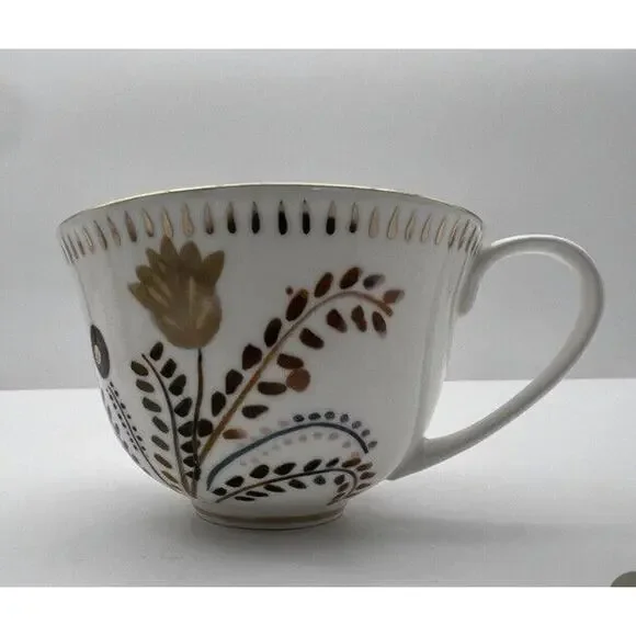New Anthropologie Harvest Foliage Mug Stoneware Floral Single Replacement - Picture 2 of 5